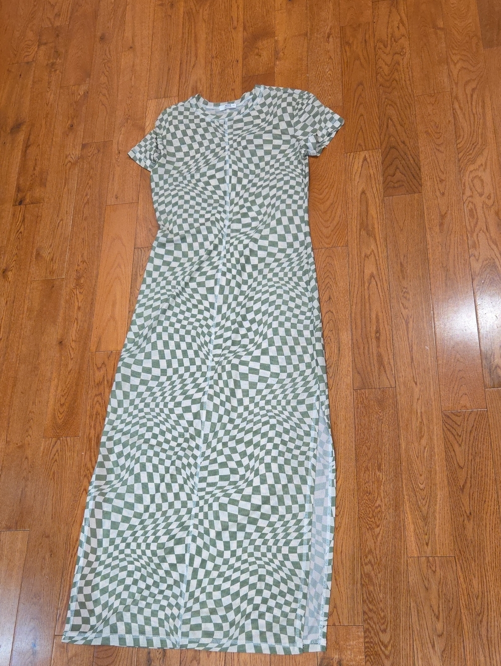 Ardene Sage and White Checkerboard Maxi Dress